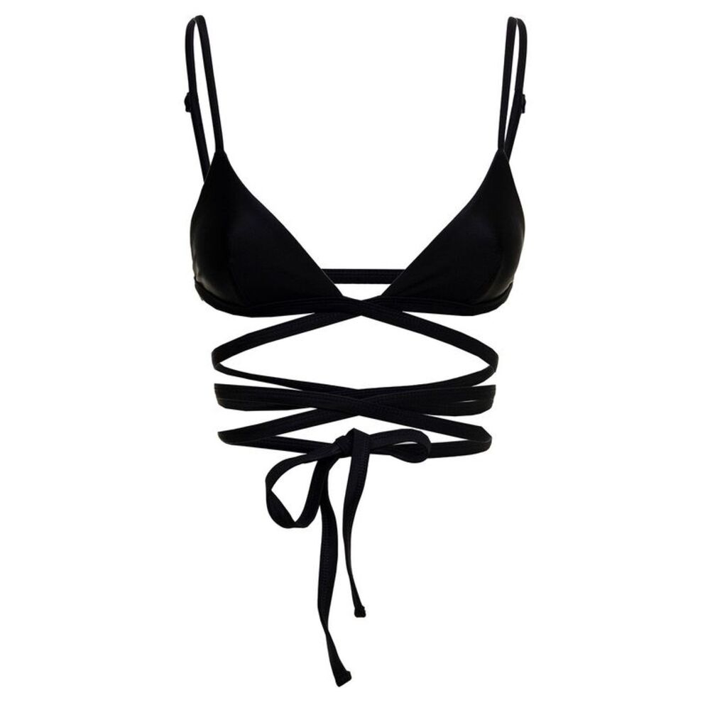 Matteau Women Matteau Woman's Black Nylon Bikini Top With Crossed Laces